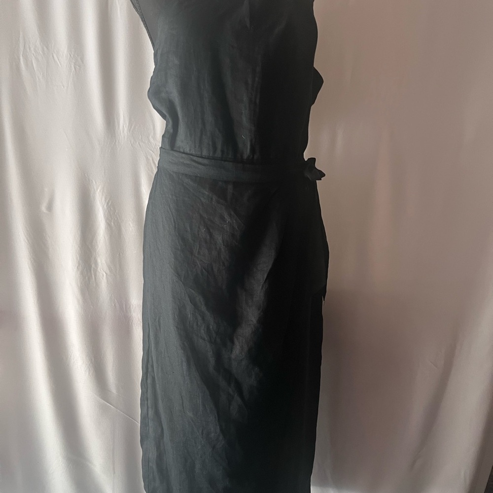 Anthropologie Black Midi Dress 100% Linen Lining 100%‎ Modal